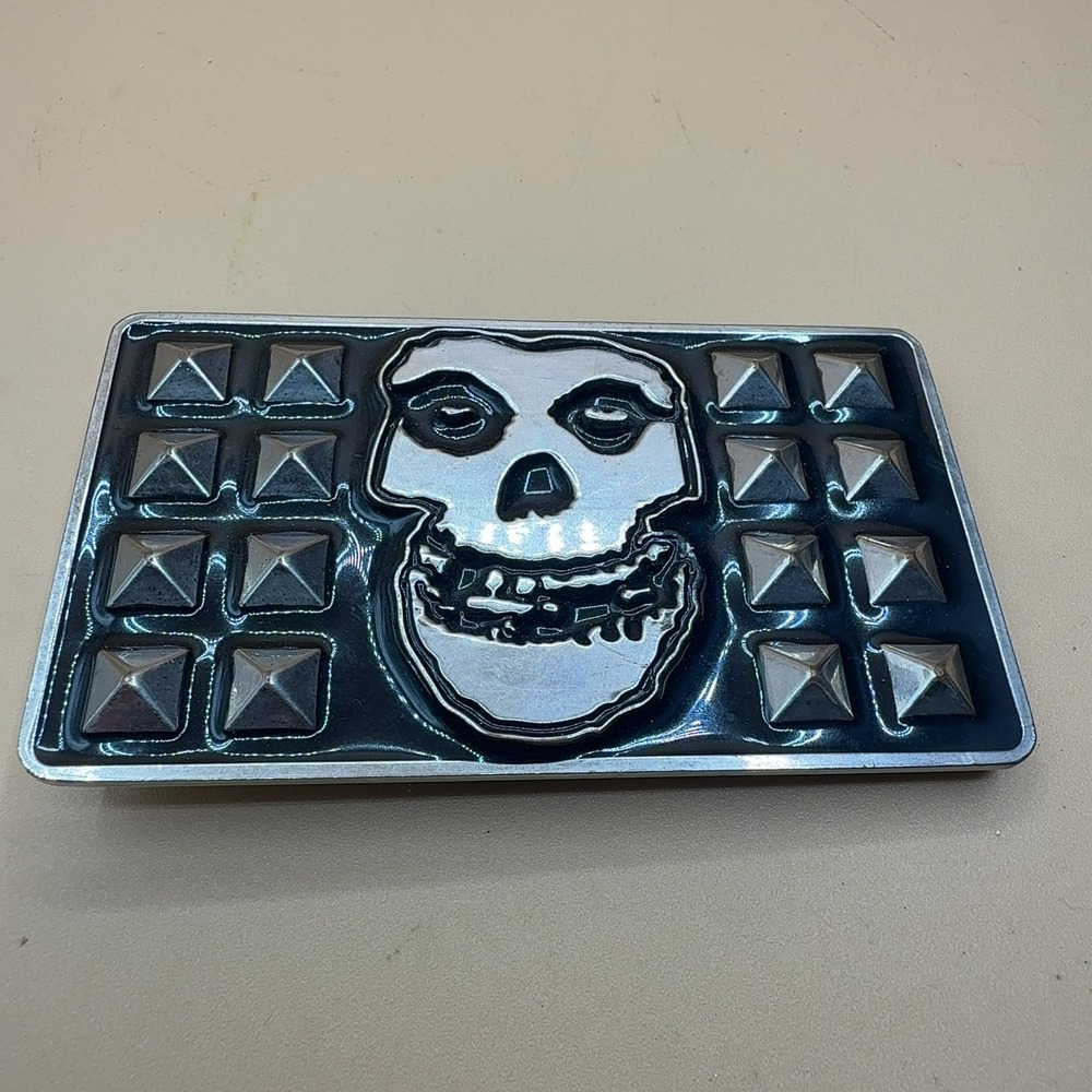 Misfits Crimson Ghost Fiend Belt Buckle Black Silver Pyramid Studs